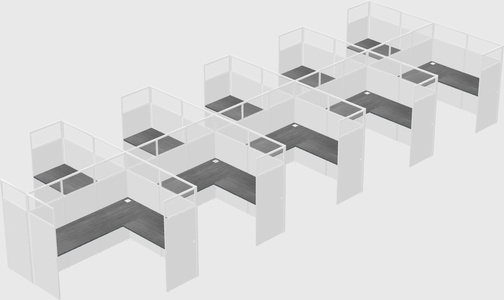 Shared l-shaped cubicle