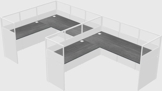 Shared l-shaped cubicle