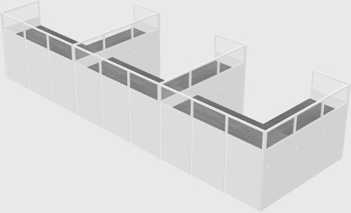 Shared l-shaped cubicle