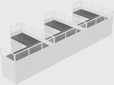 Shared l-shaped cubicle