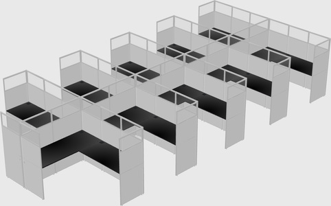 Shared l-shaped cubicle