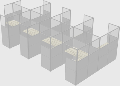 Shared l-shaped cubicle