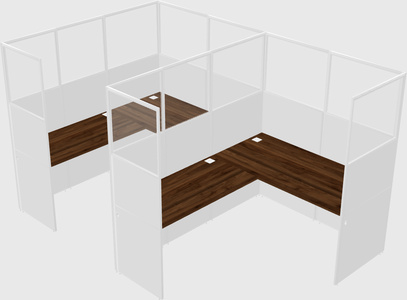 Shared l-shaped cubicle