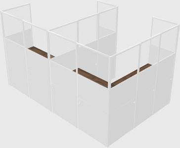 Shared l-shaped cubicle