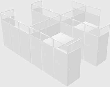 Shared l-shaped cubicle