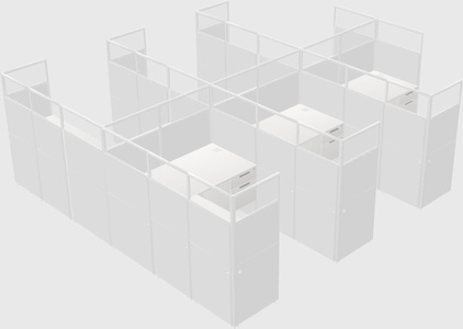 Shared l-shaped cubicle