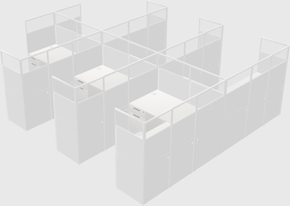 Shared l-shaped cubicle
