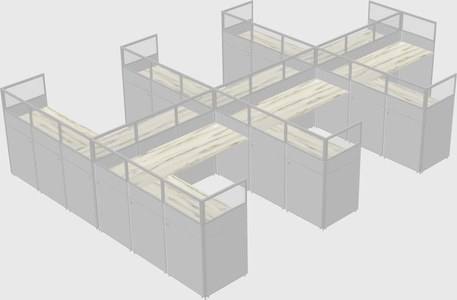 Shared l-shaped cubicle