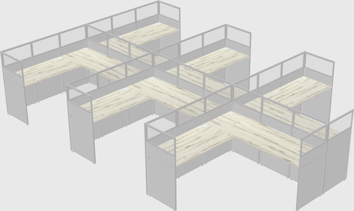 Shared l-shaped cubicle