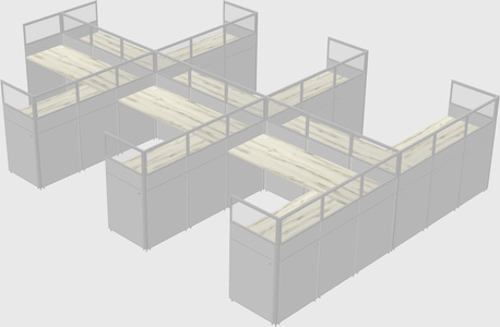 Shared l-shaped cubicle