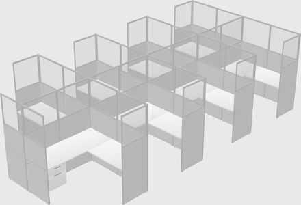 Shared l-shaped cubicle