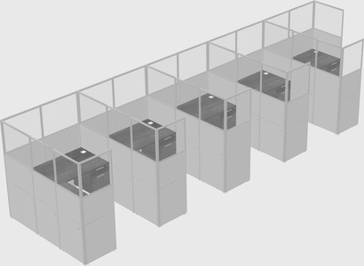 Shared l-shaped cubicle