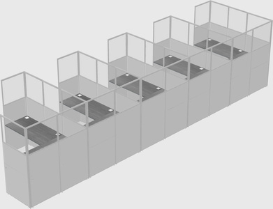 Shared l-shaped cubicle