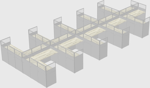 Shared l-shaped cubicle