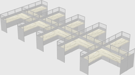 Shared l-shaped cubicle