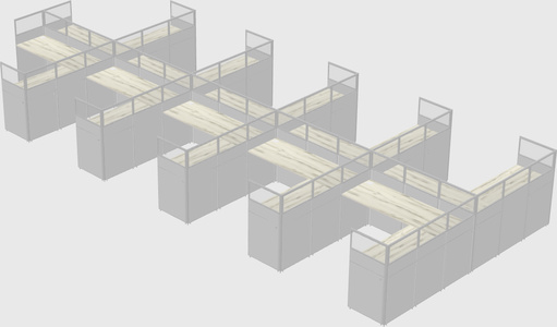 Shared l-shaped cubicle