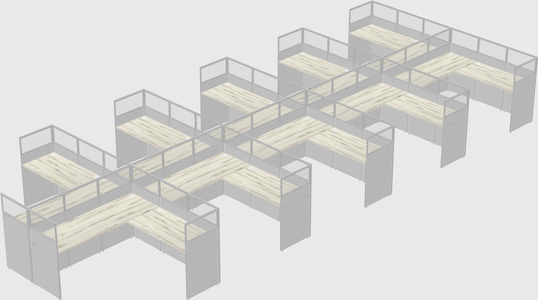 Shared l-shaped cubicle