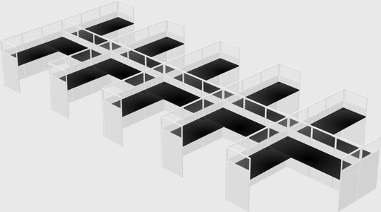 Shared l-shaped cubicle