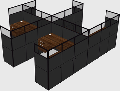 Shared l-shaped cubicle