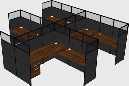Shared l-shaped cubicle