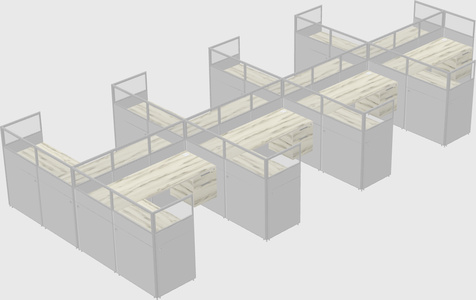 Shared l-shaped cubicle