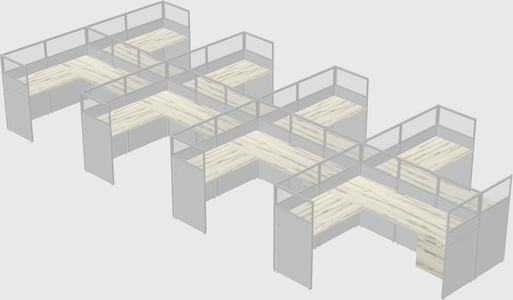 Shared l-shaped cubicle