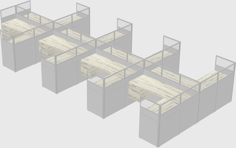 Shared l-shaped cubicle