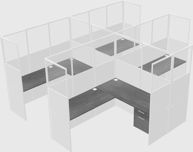 Shared l-shaped cubicle