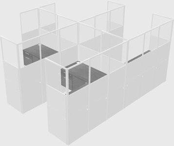 Shared l-shaped cubicle