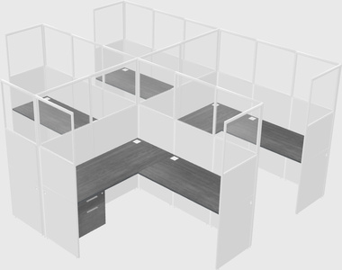 Shared l-shaped cubicle