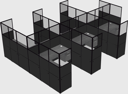 Shared l-shaped cubicle
