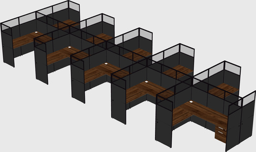 Shared l-shaped cubicle
