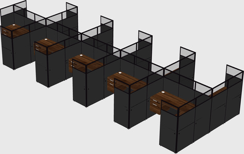 Shared l-shaped cubicle