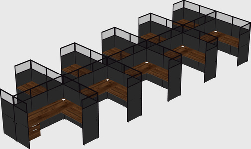 Shared l-shaped cubicle