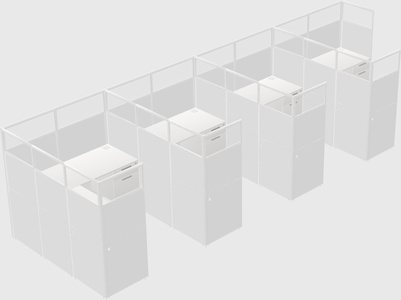 Shared l-shaped cubicle