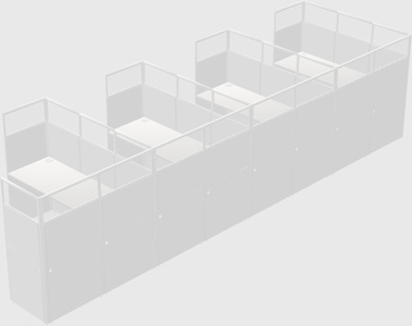 Shared l-shaped cubicle