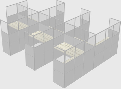 Shared l-shaped cubicle