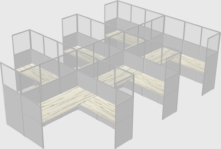 Shared l-shaped cubicle