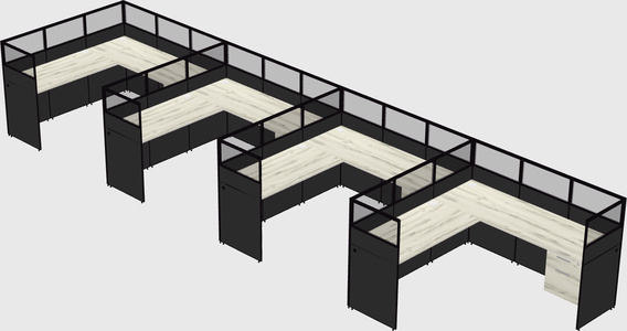 Shared l-shaped cubicle