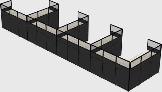 Shared l-shaped cubicle
