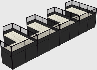 Shared l-shaped cubicle