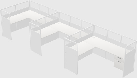 Shared l-shaped cubicle