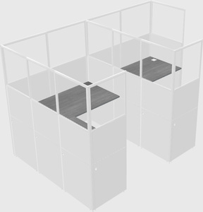 Shared l-shaped cubicle