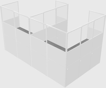 Shared l-shaped cubicle