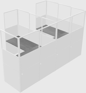 Shared l-shaped cubicle