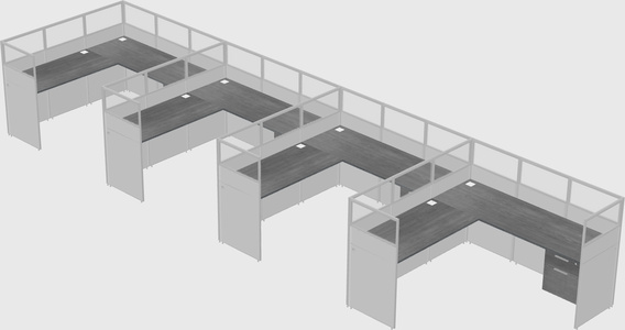 Shared l-shaped cubicle