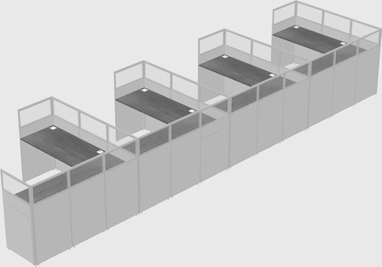Shared l-shaped cubicle
