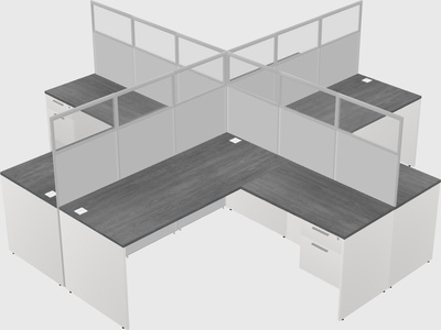 Nakabahaging l-shaped na mga cubicle