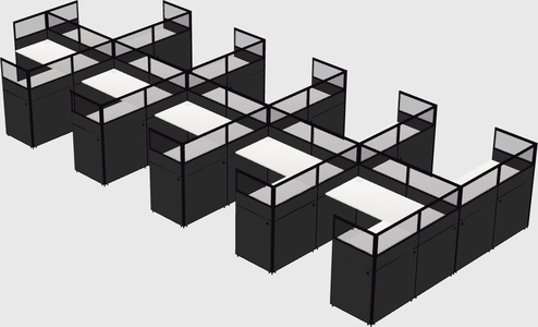 Shared l-shaped cubicle