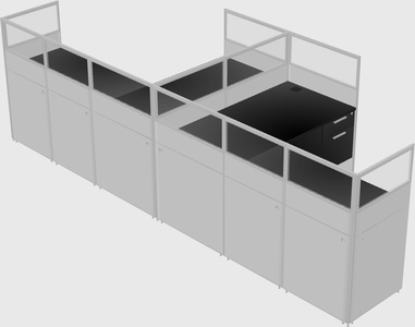 Shared l-shaped cubicle